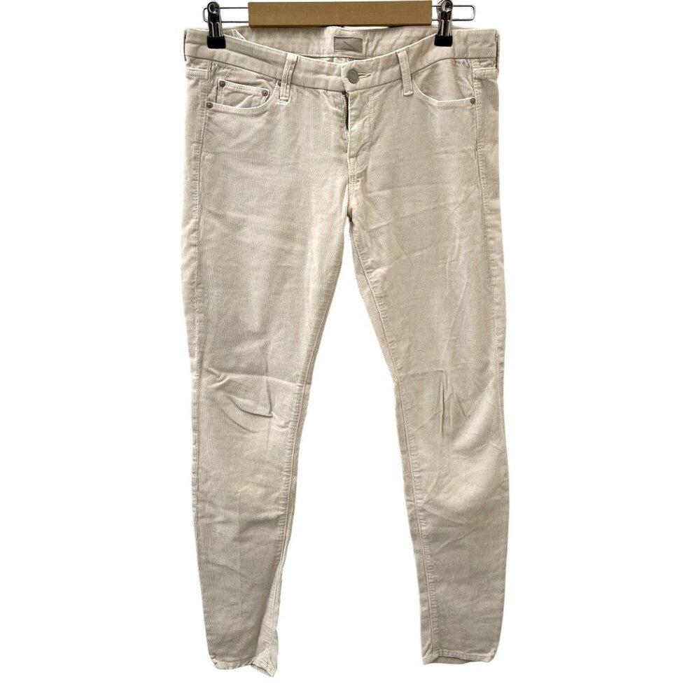 Mother The Looker Dye‎ Shadow Play Grey Corduroy Skinny Pants Beige Womens 29